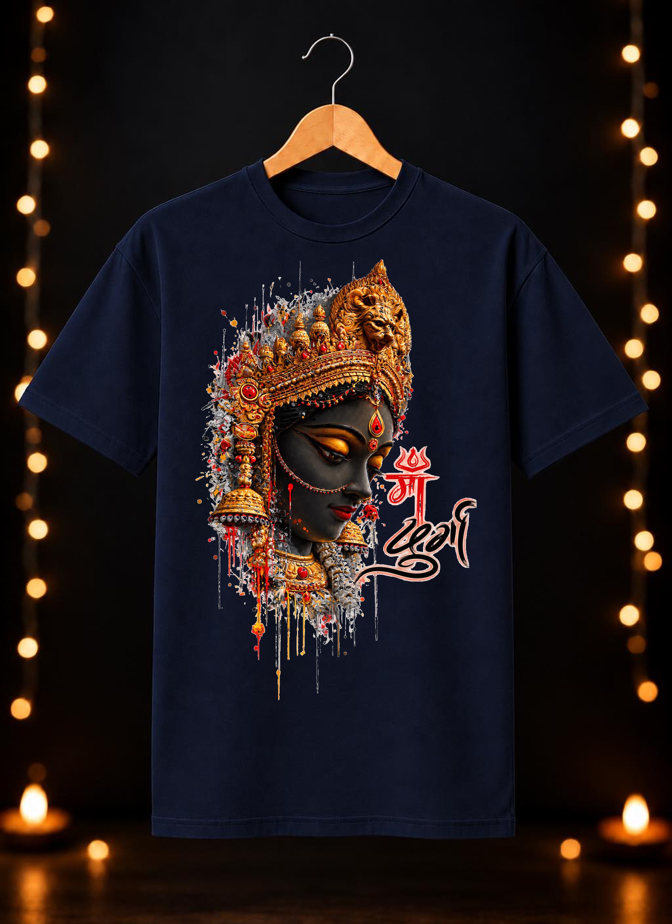 नवरात्रे Exclusive Maa Durga Modern Face Art - Jai Maa Durga - Divine Grace - Unisex Classic Fit - 100% Bio-Washed Premium Cotton T-shirt