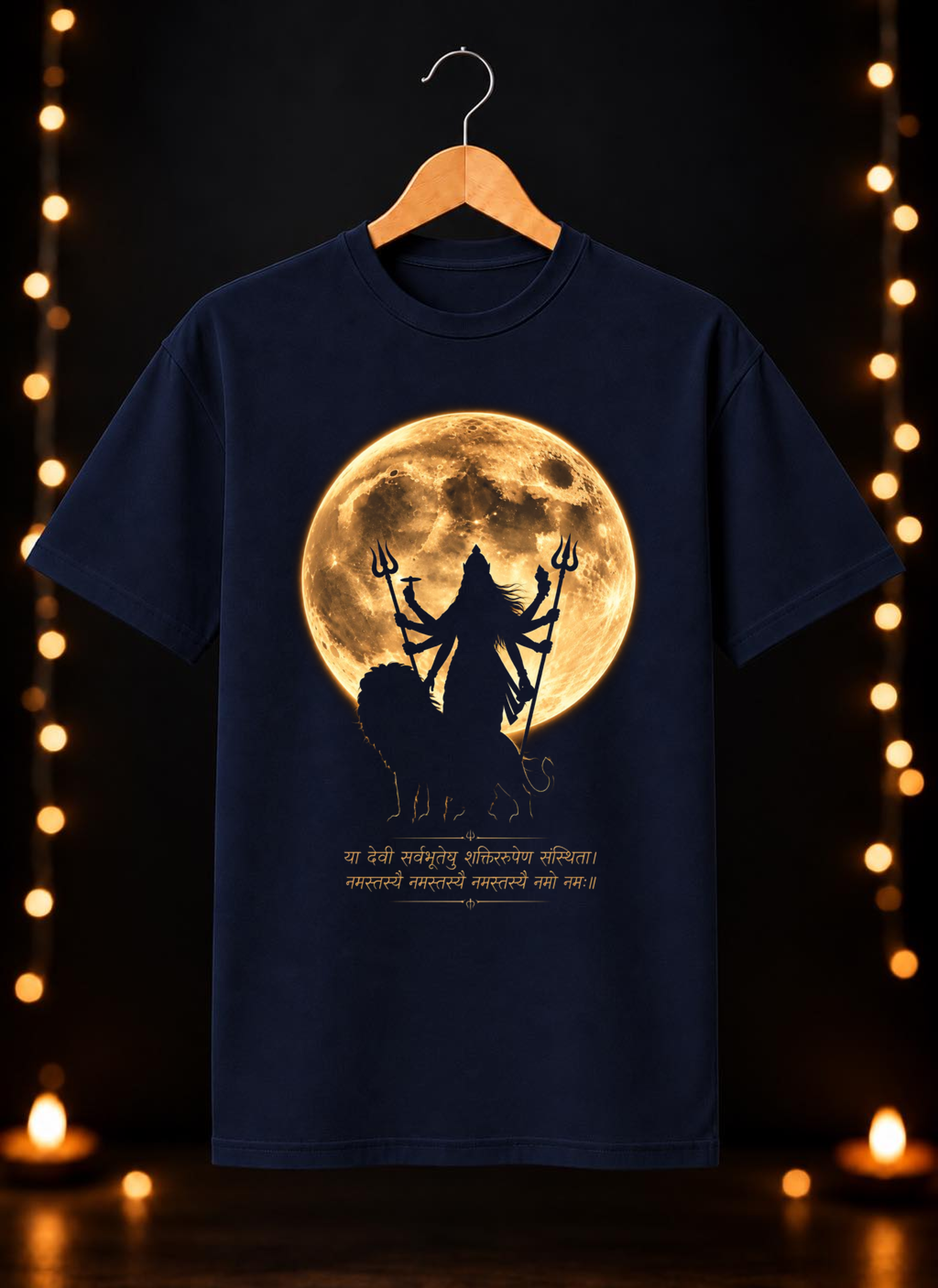 नवरात्रे Exclusive Maa Durga Moon Art – Jai Maa Durga | Divine Shakti – Unisex Classic Fit - 100% Bio-Washed Premium Cotton T-shirt