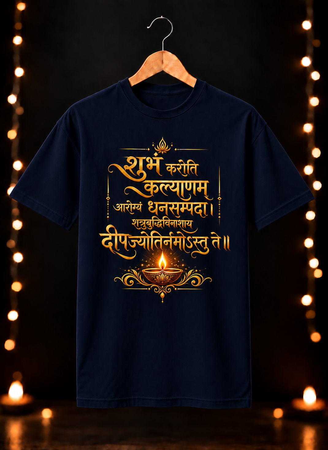दिवाली Exclusive Art - दीपज्योतिर्नमोऽस्तुते - Unisex Classic Fit - 100% Bio-washed Premium Cotton T-Shirt
