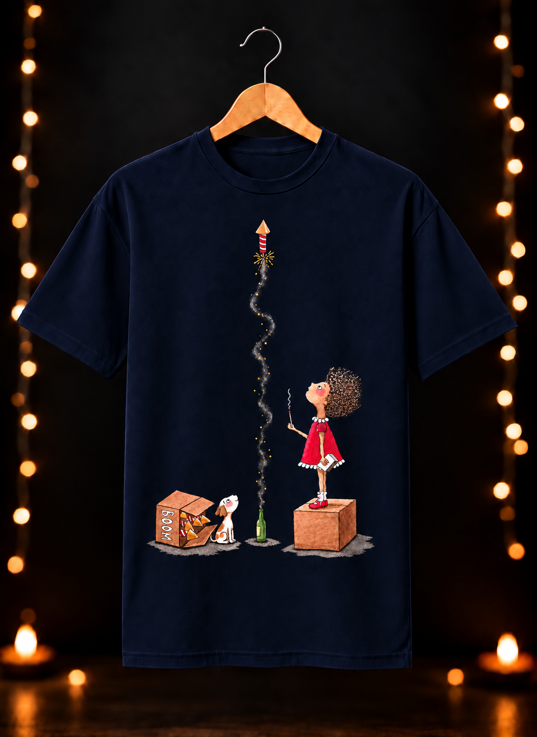 Festive Rocket Fun - Happy Diwali -  Unisex Classic Fit - 100% Bio-Washed Premium Cotton T-Shirt