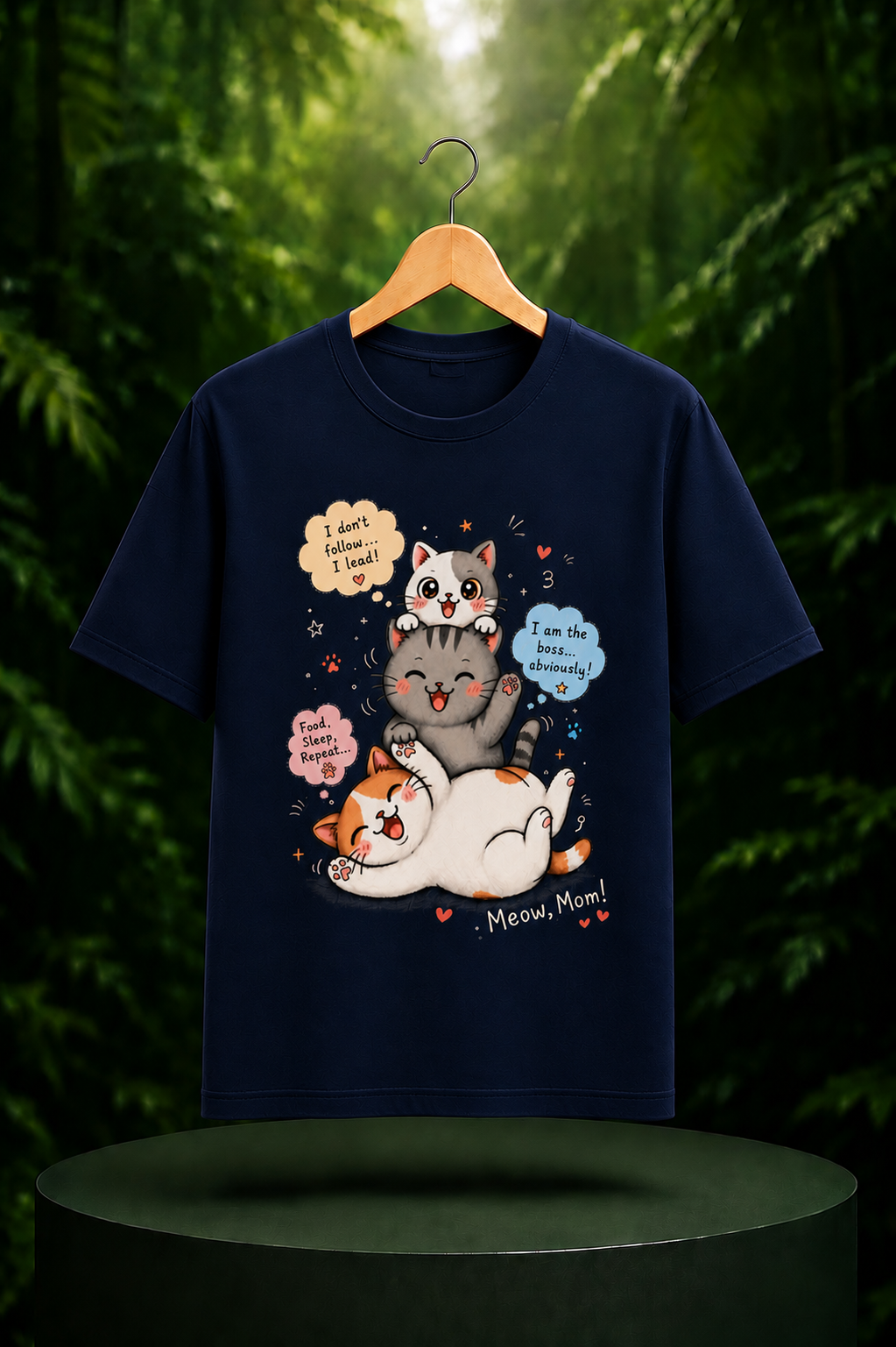 Meow, Mom! – Cute Cat Unisex Classic Fit Graphic Tee 100% Bio-Washed Premium Cotton
