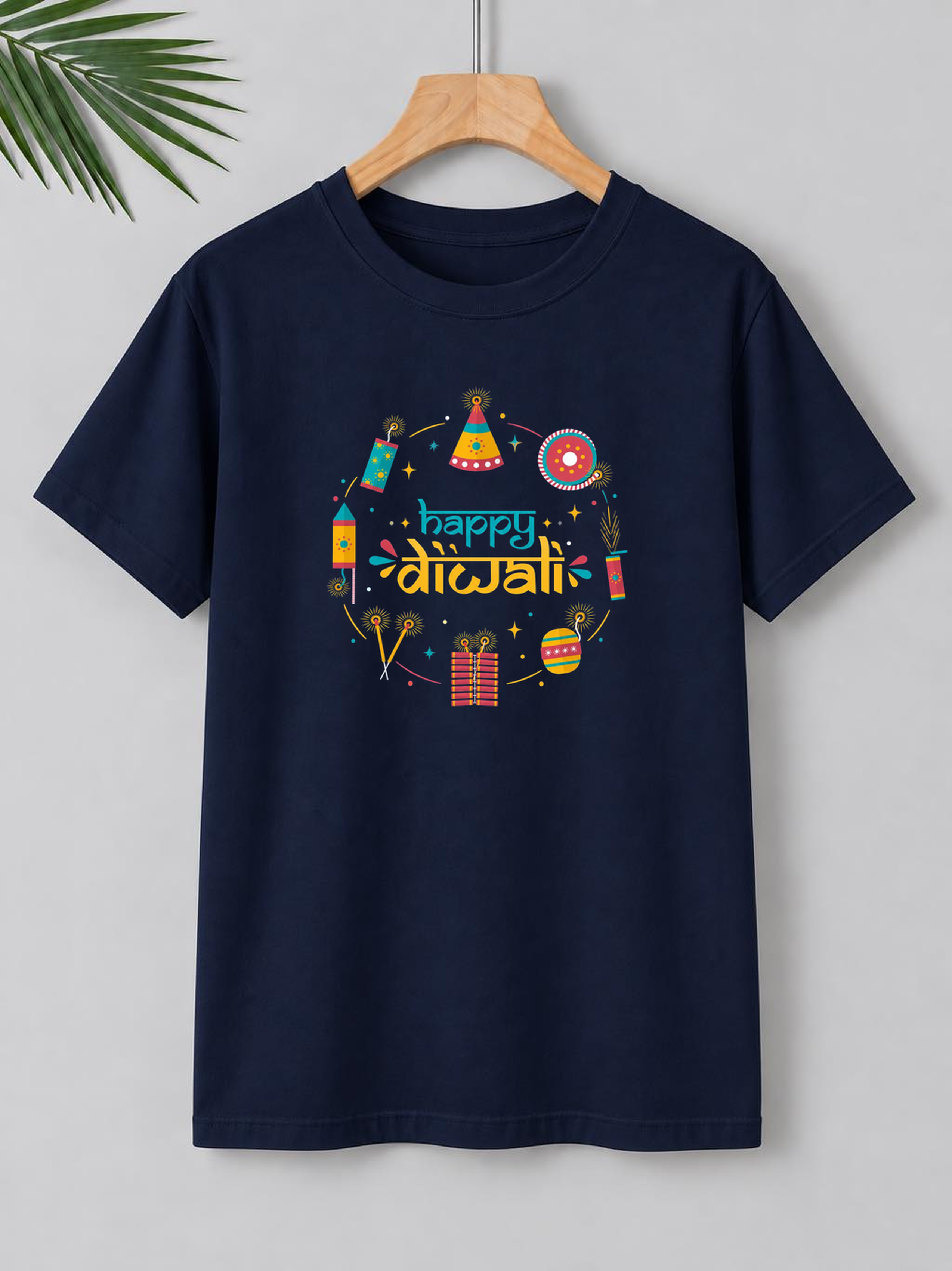 Colorful Diwali Fireworks – Festive Celebration | Unisex Classic Fit | 100% Bio-Washed Premium Cotton T-Shirt