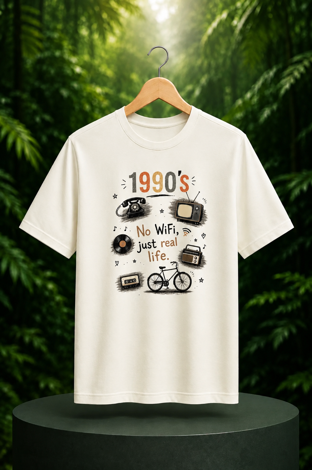 1990s Vintage Nostalgia - Unisex Classic Fit Graphic Tee 100% Bio-Washed Premium Cotton