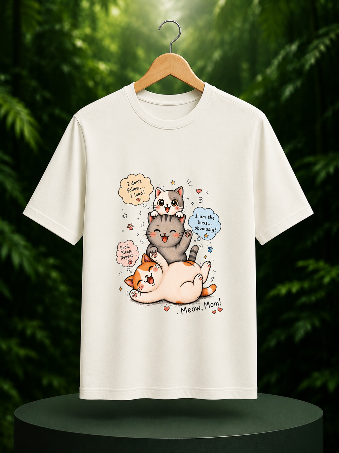 Meow, Mom! – Cute Cat Unisex Classic Fit Graphic Tee 100% Bio-Washed Premium Cotton