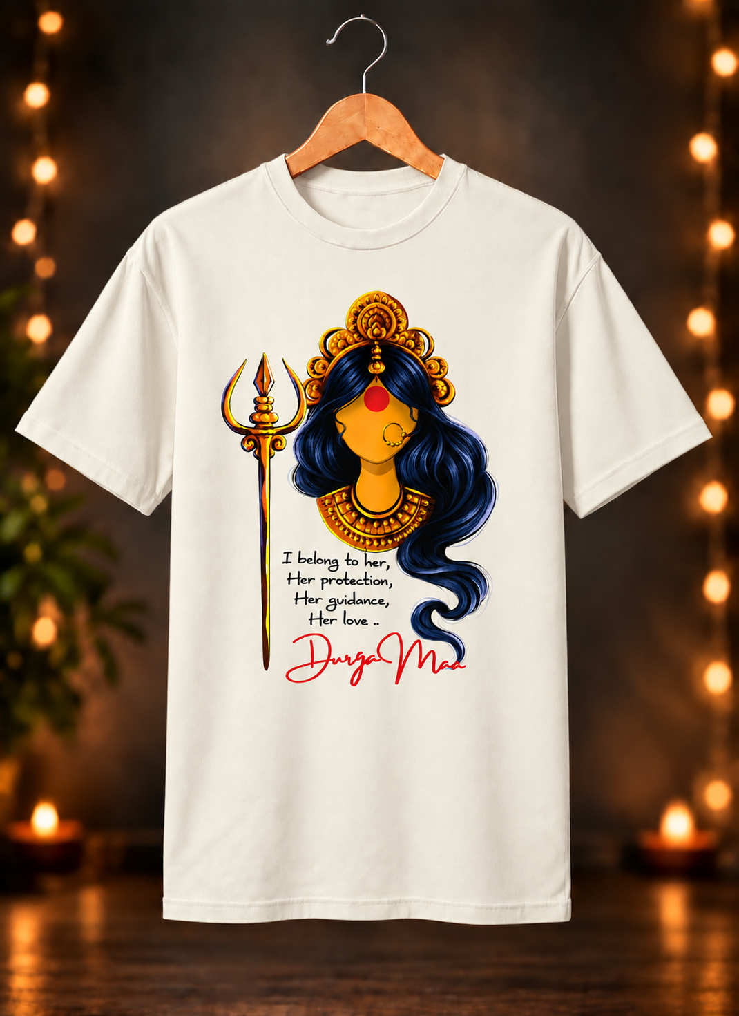 नवरात्रे Exclusive Art - Jai Maa Durga - Divine Protection - Unisex Classic Fit - 100% Bio-washed Premium Cotton T-Shirt