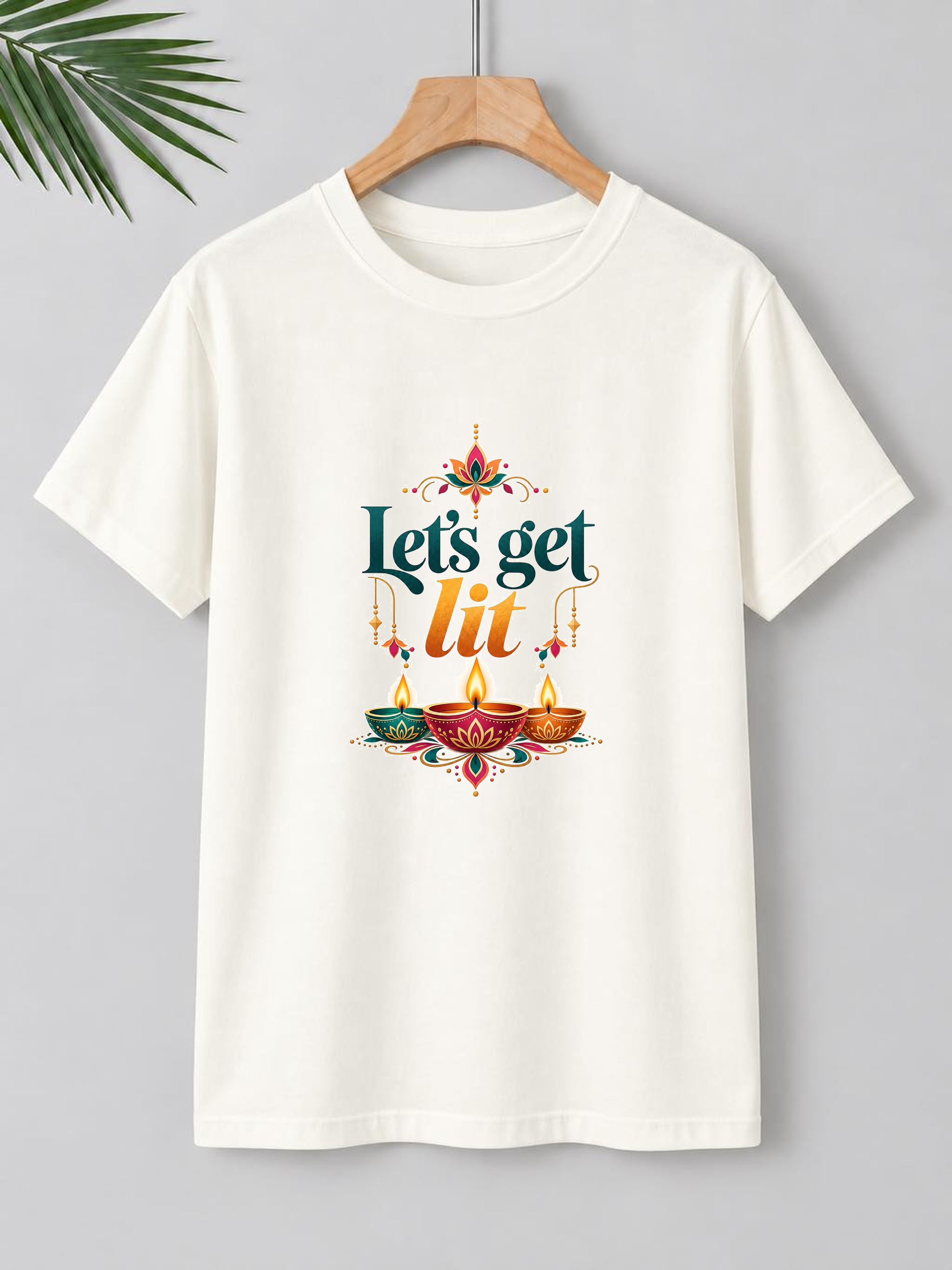 Let’s Get Lit – Diwali Lights & Festive Vibes | Unisex Classic Fit | 100% Bio-Washed Premium Cotton T-Shirt