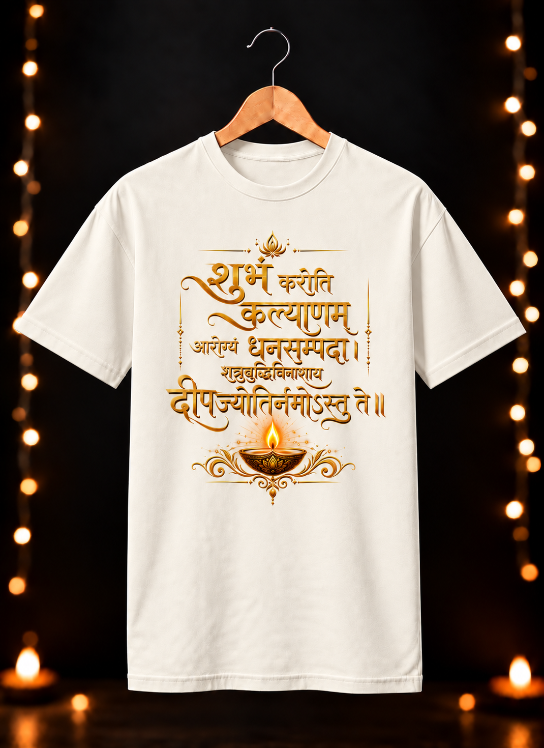 दिवाली Exclusive Art - दीपज्योतिर्नमोऽस्तुते - Unisex Classic Fit - 100% Bio-washed Premium Cotton T-Shirt