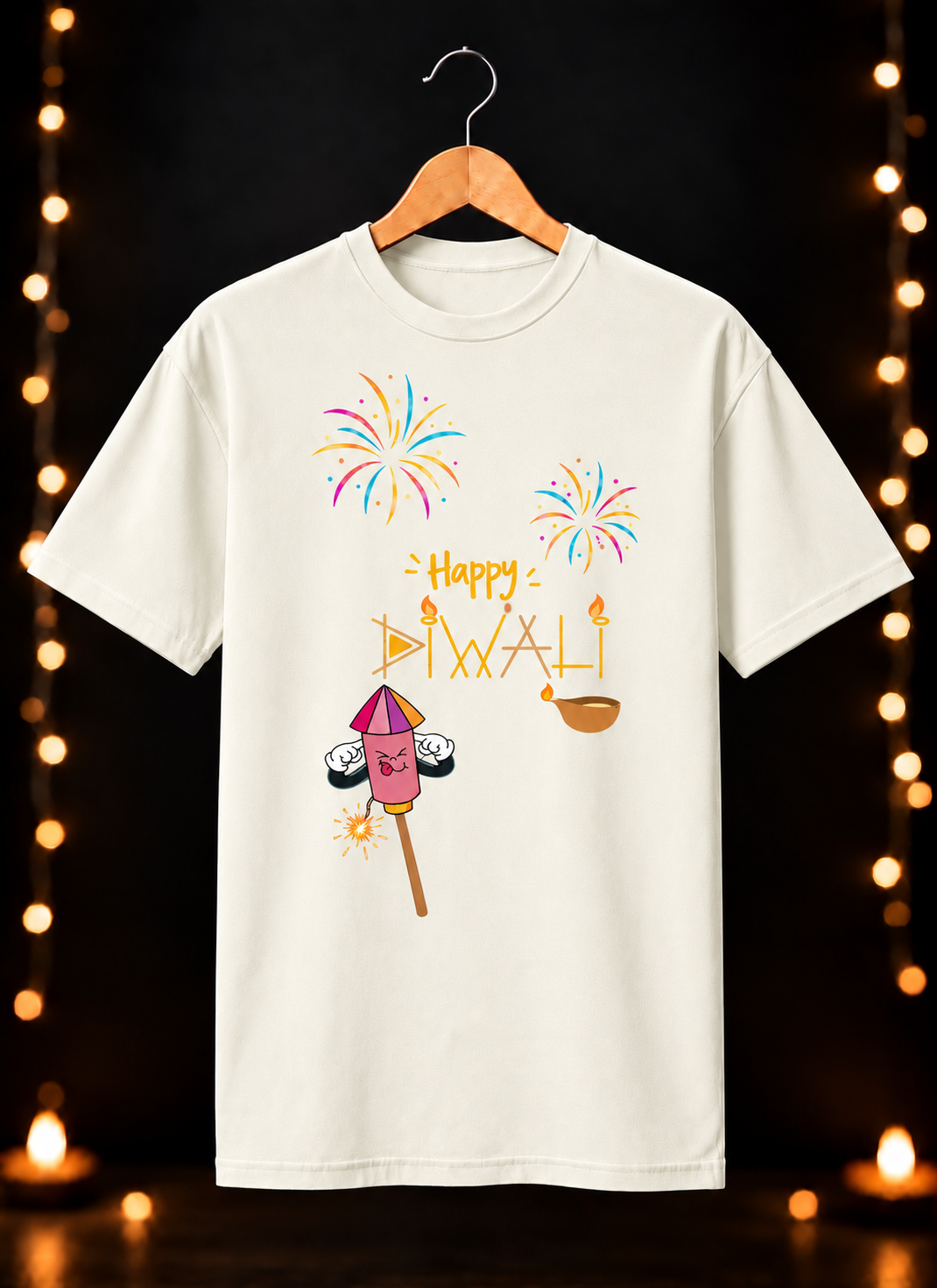 Cute Rocket Reaction - Diwali Festive Fireworks Art - Unisex Classic Fit - 100% Bio-Washed Premium Cotton T-Shirt
