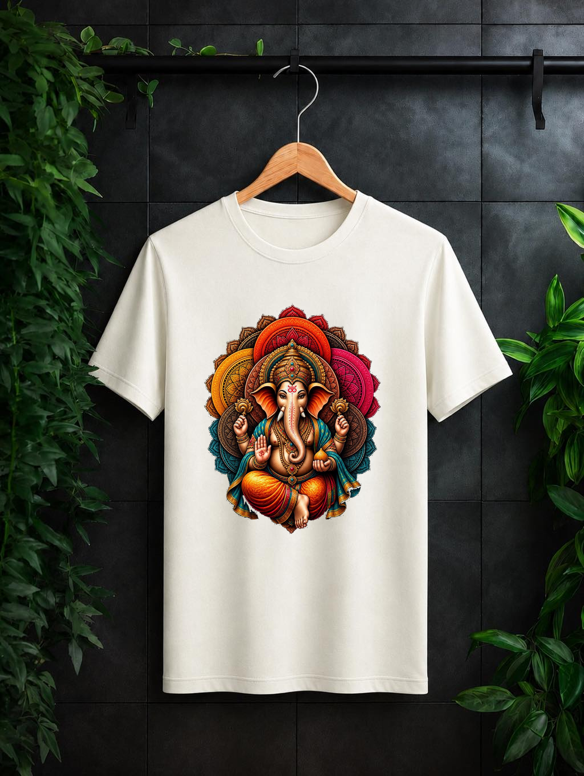 Divine Ganesha Mandala – शुभता, शक्ति और समृद्धि | Unisex Classic Fit Graphic Tee - 100% Bio-Washed Premium Cotton T-Shirt