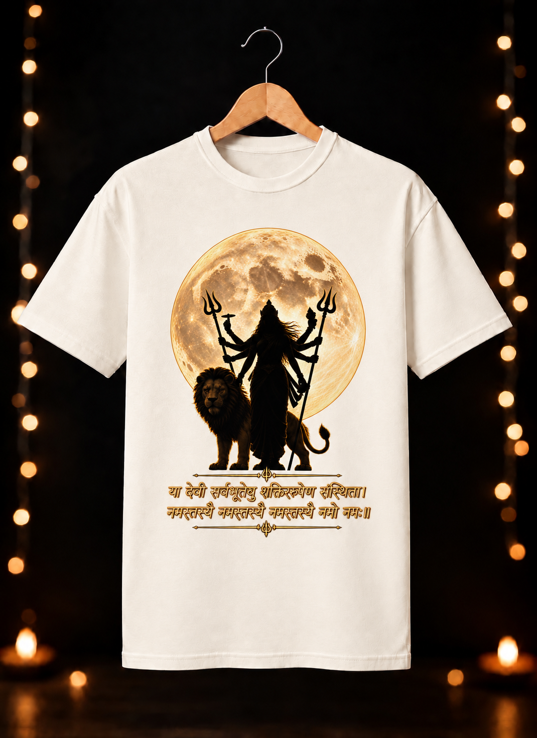 नवरात्रे Exclusive Maa Durga Moon Art – Jai Maa Durga | Divine Shakti – Unisex Classic Fit - 100% Bio-Washed Premium Cotton T-shirt
