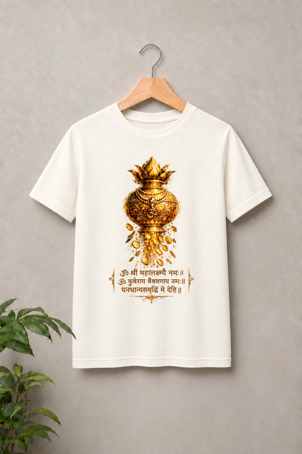 Happy Dhanteras, Golden Prosperity Kalash - Divine Wealth & Abundance - Unisex Classic Fit - 100% Bio-washed Premium Cotton T-Shirt