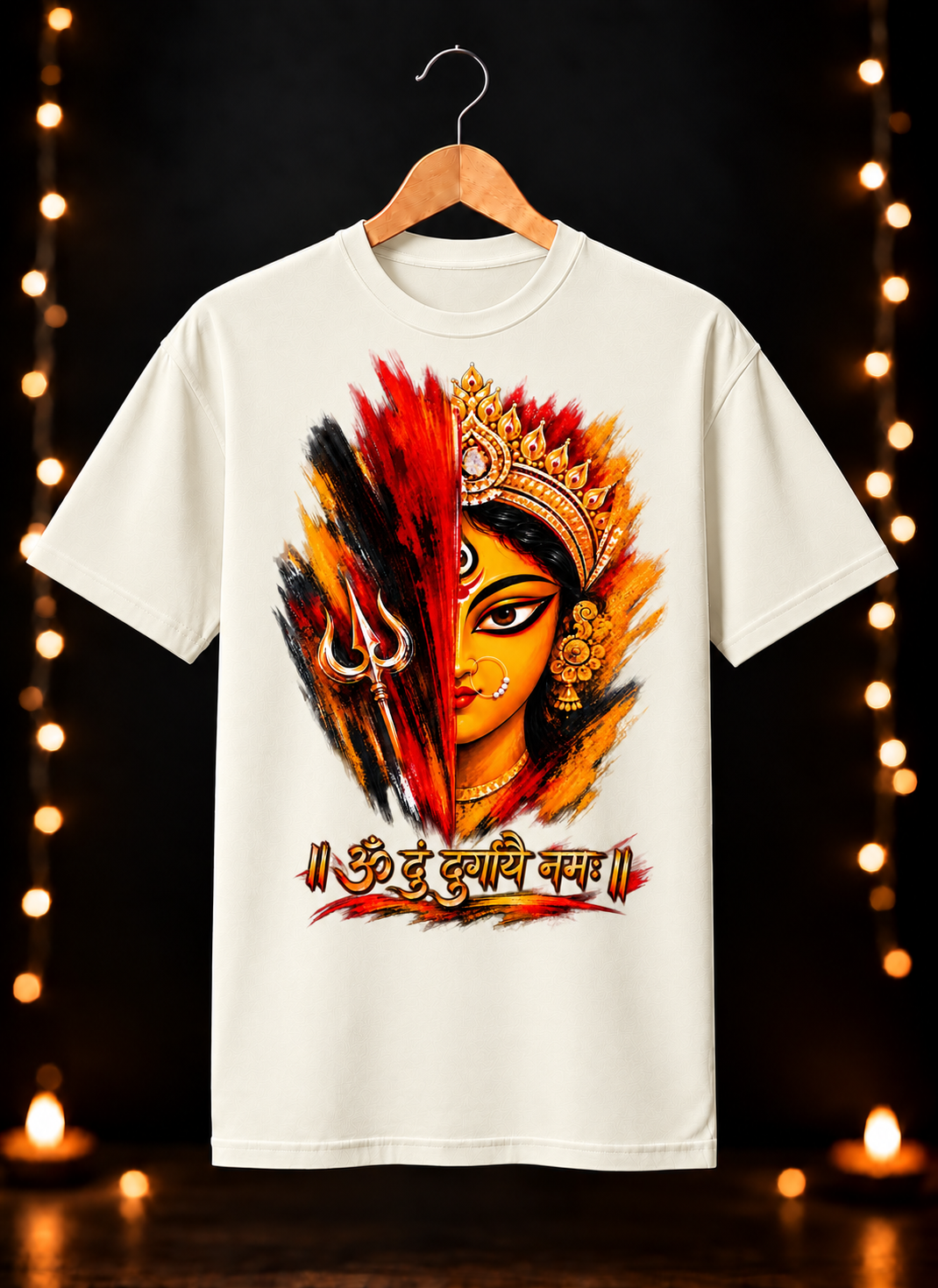 नवरात्रे Exclusive Maa Durga Modern Art - Jai Maa Durga - Divine Power - Unisex Classic Fit - 100% Bio-Washed Premium Cotton T-shirt