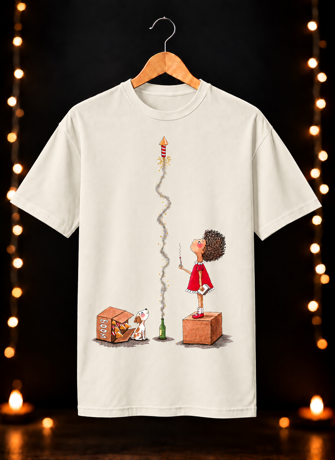 Festive Rocket Fun - Happy Diwali -  Unisex Classic Fit - 100% Bio-Washed Premium Cotton T-Shirt