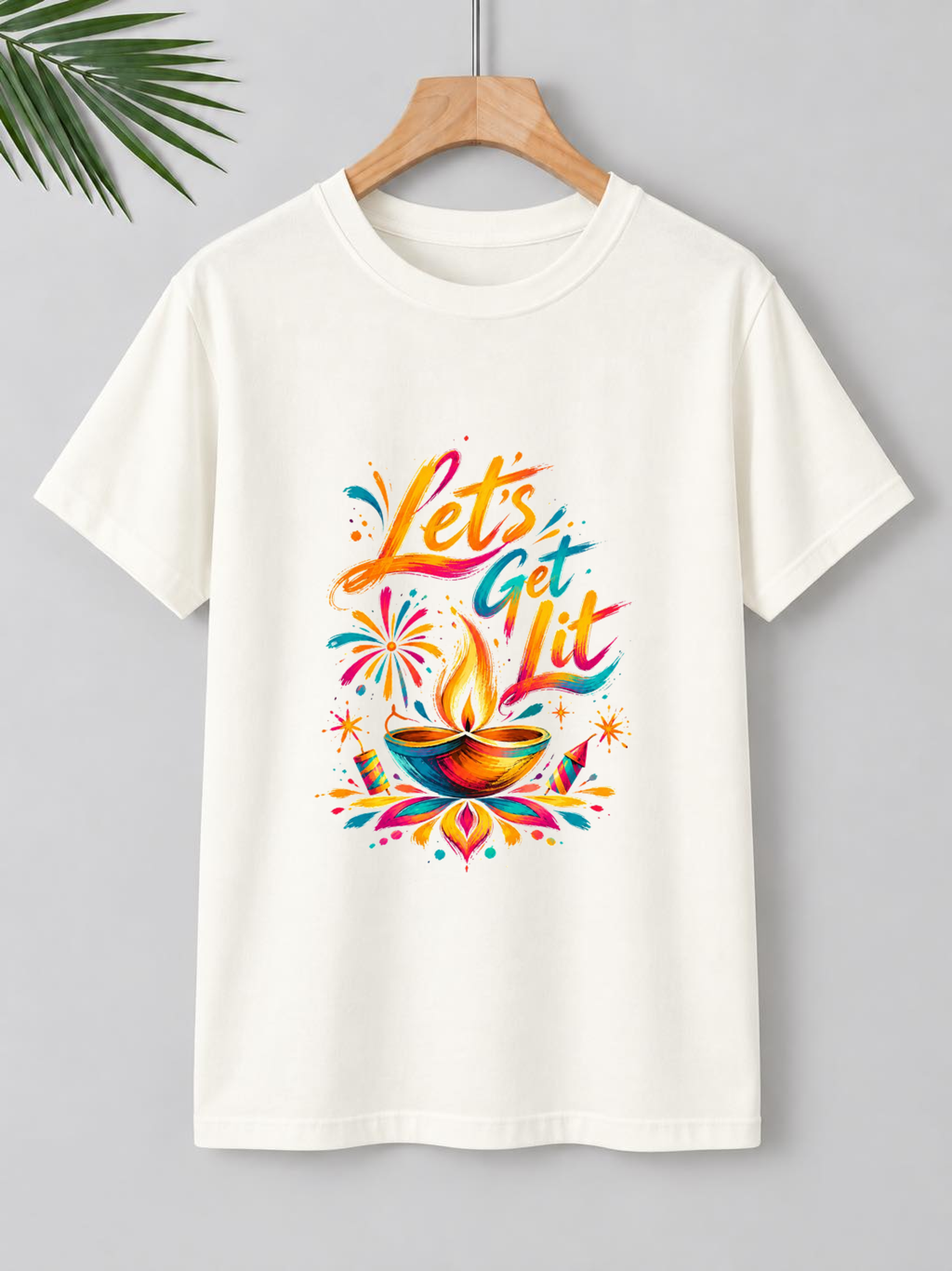 Let’s Get Lit – Vibrant Brush Stroke Diwali | Unisex Classic Fit | 100% Bio-Washed Premium Cotton T-Shirt