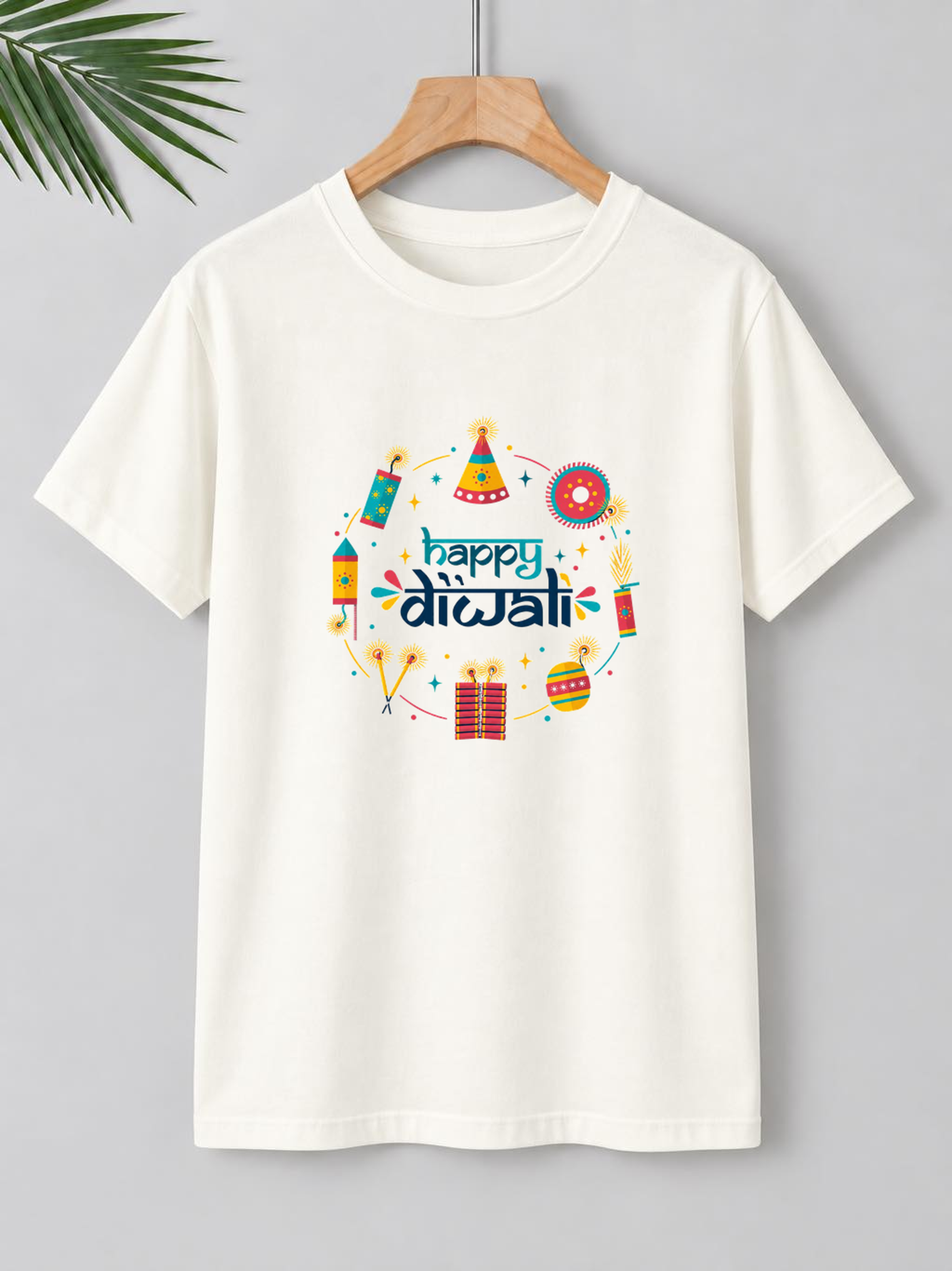 Colorful Diwali Fireworks – Festive Celebration | Unisex Classic Fit | 100% Bio-Washed Premium Cotton T-Shirt
