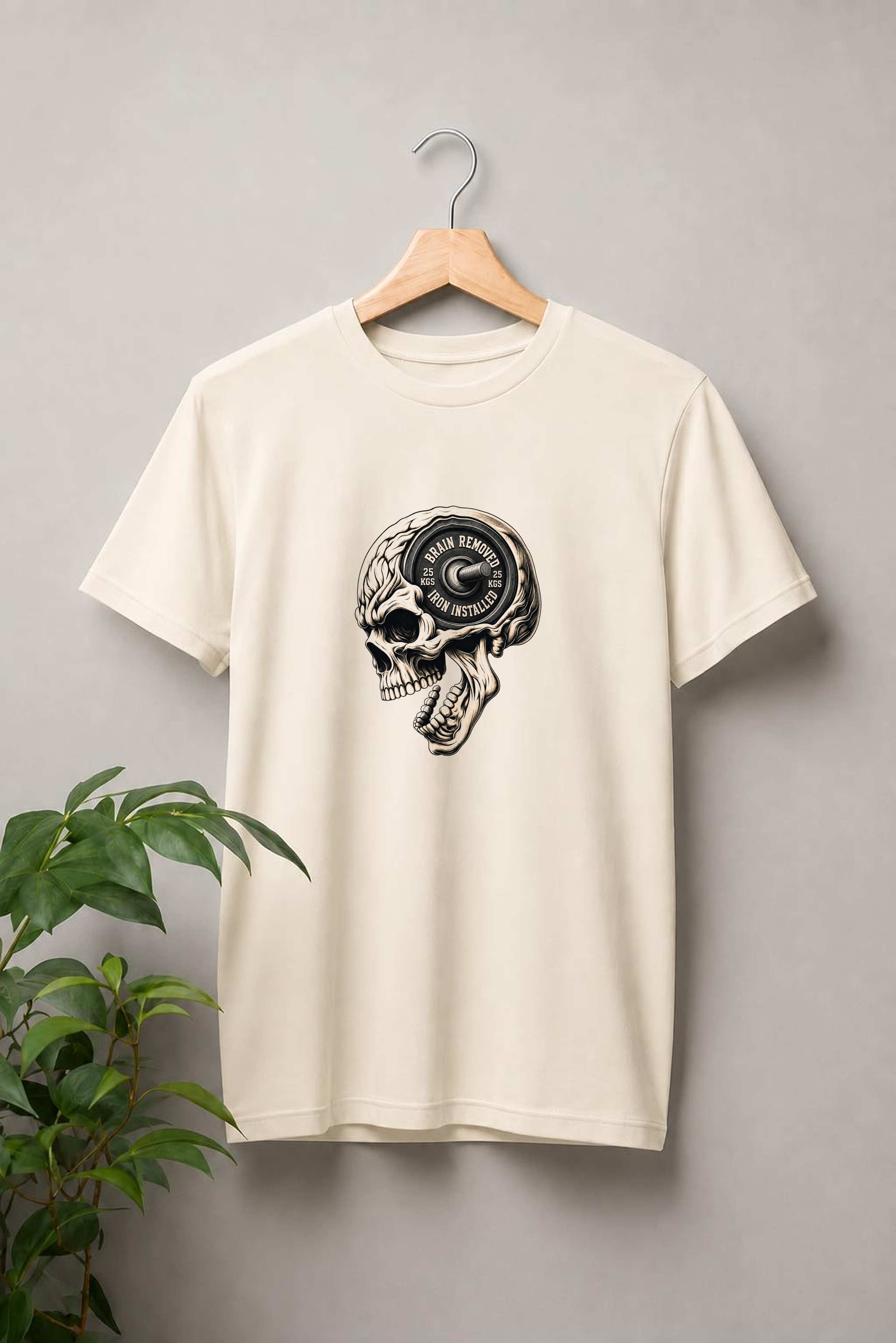 Brain Removed, Iron Installed — Built Different, Train Hard - Unisex Classic Fit Graphic Tee - 100% Bio-Washed Premium Cotton T-Shirt