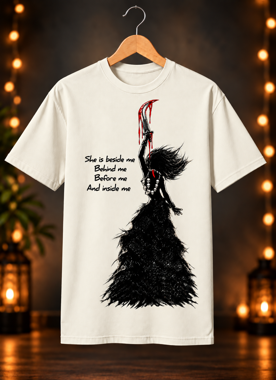 नवरात्रे Exclusive Art - Jai Maa Kali - Fierce Protector - Unisex Classic Fit - 100% Bio-Washed Premium Cotton T-Shirt