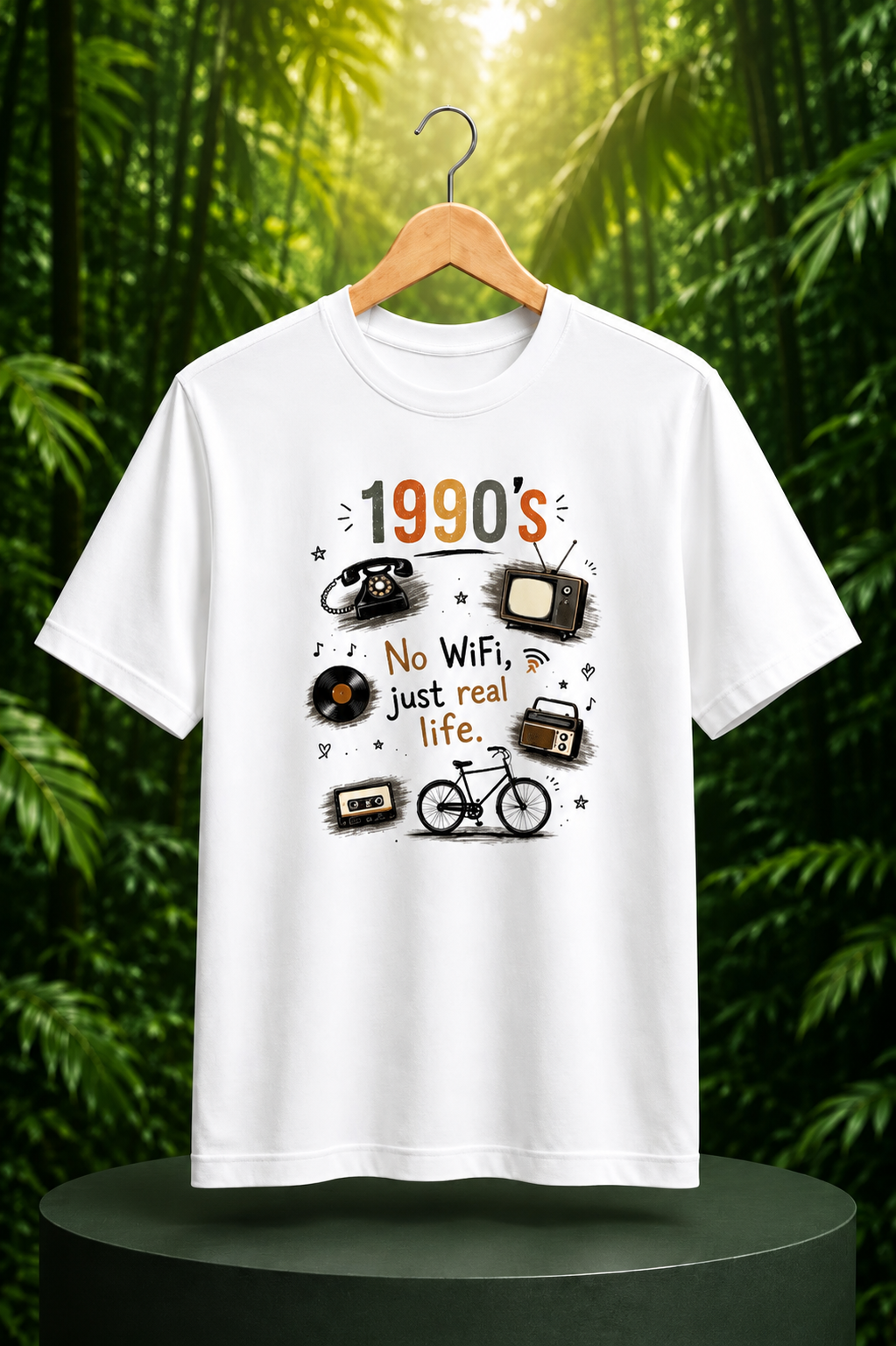 1990s Vintage Nostalgia - Unisex Classic Fit Graphic Tee 100% Bio-Washed Premium Cotton