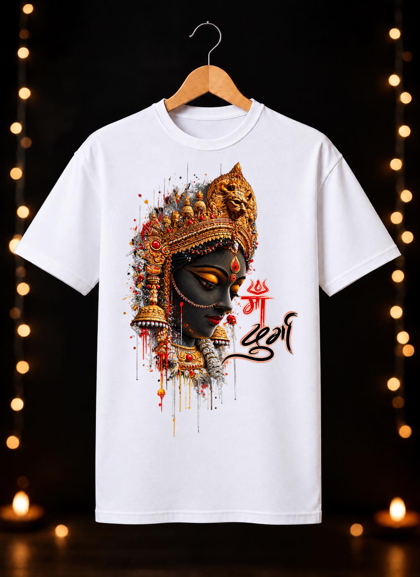 नवरात्रे Exclusive Maa Durga Modern Face Art - Jai Maa Durga - Divine Grace - Unisex Classic Fit - 100% Bio-Washed Premium Cotton T-shirt