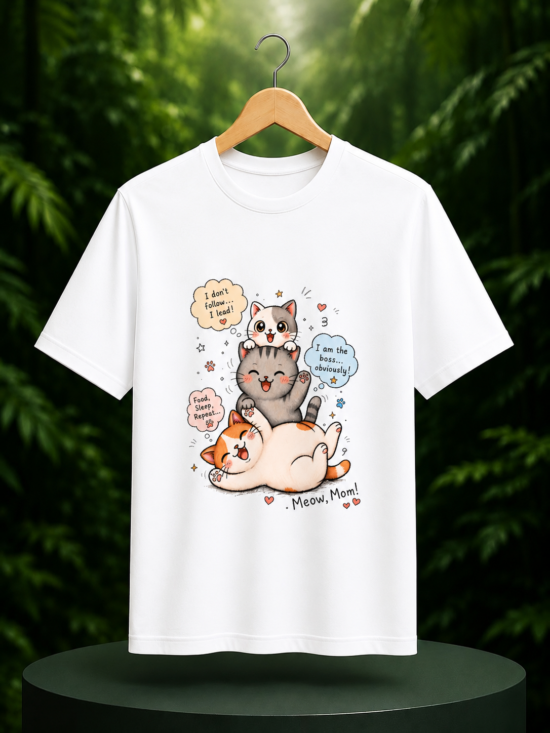 Meow, Mom! – Cute Cat Unisex Classic Fit Graphic Tee 100% Bio-Washed Premium Cotton