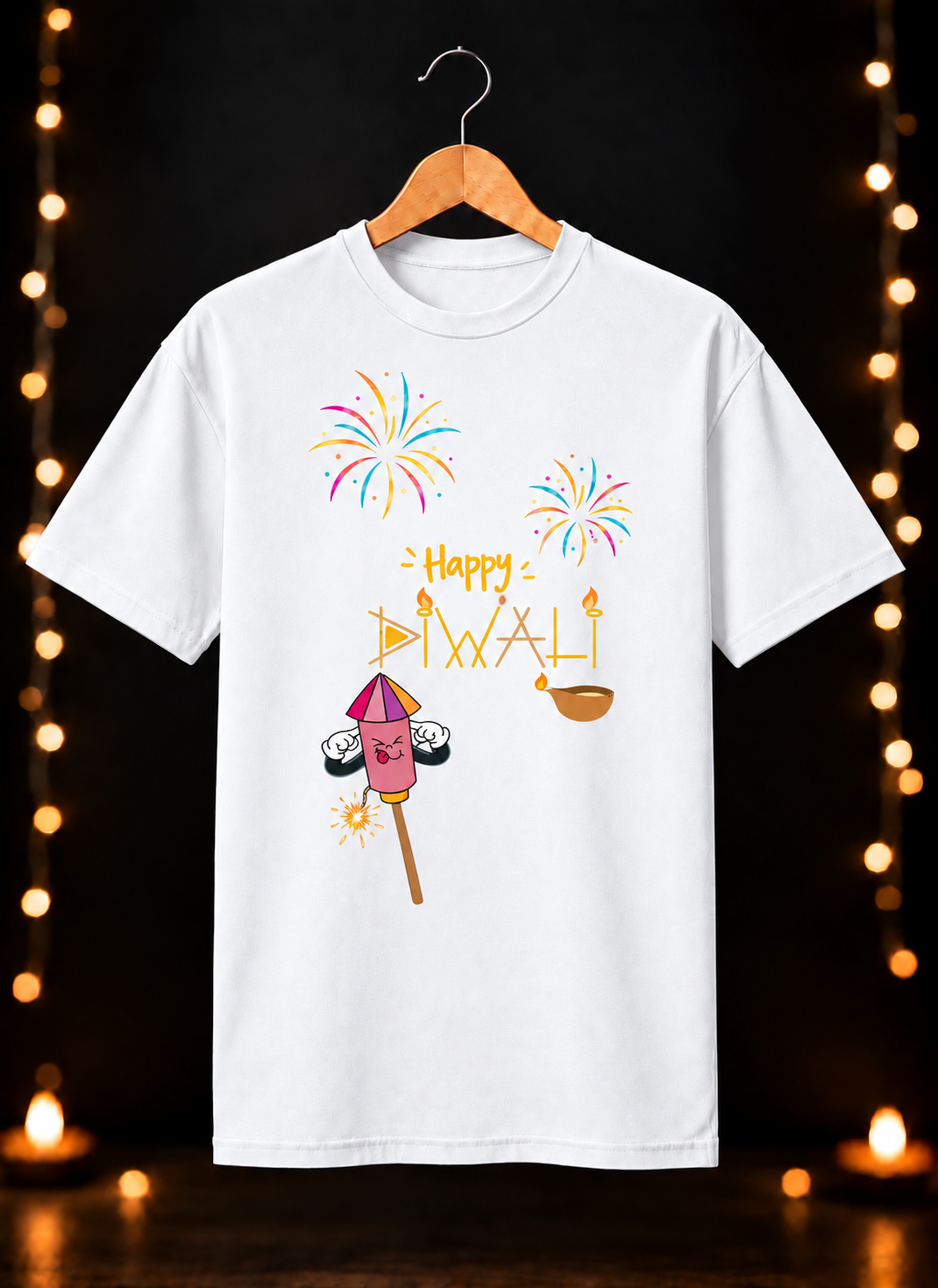 Cute Rocket Reaction - Diwali Festive Fireworks Art - Unisex Classic Fit - 100% Bio-Washed Premium Cotton T-Shirt