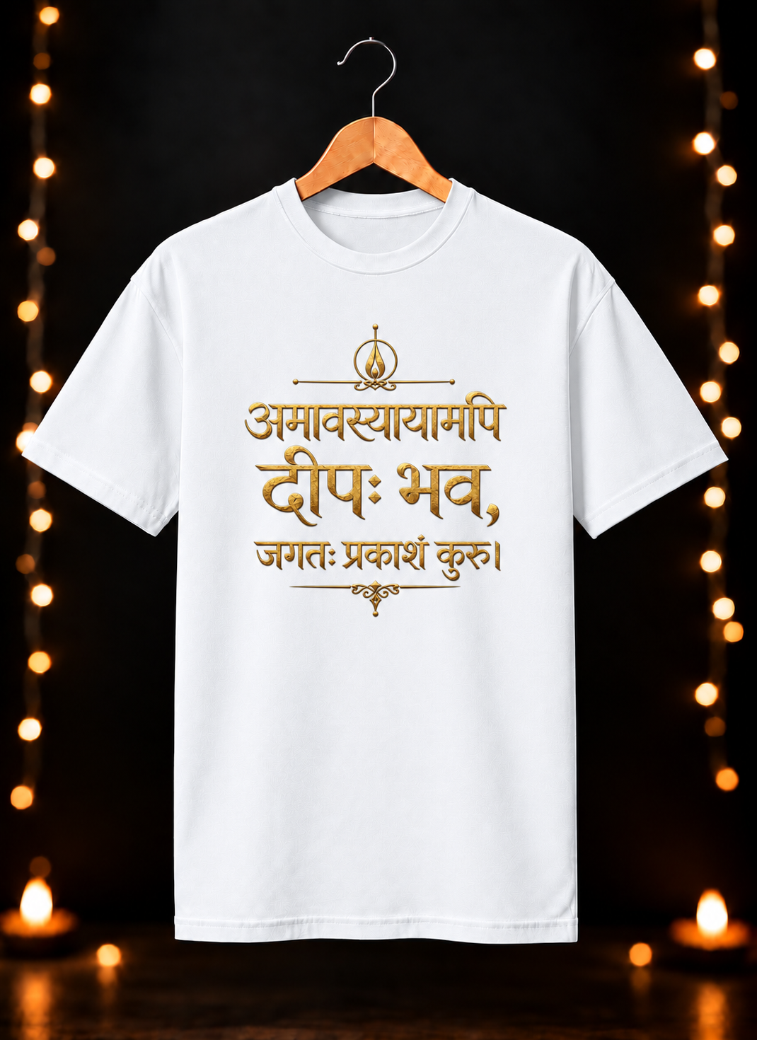 दिवाली Exclusive Art - जगतः प्रकाशं कुरु - Unisex Classic Fit - 100% Bio-washed Premium Cotton T-Shirt