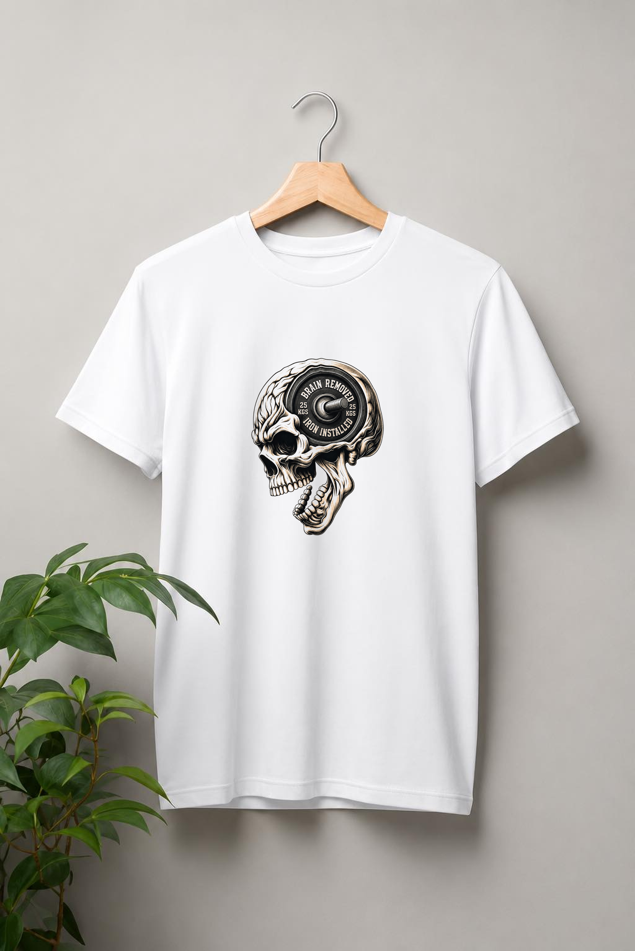 Brain Removed, Iron Installed — Built Different, Train Hard - Unisex Classic Fit Graphic Tee - 100% Bio-Washed Premium Cotton T-Shirt