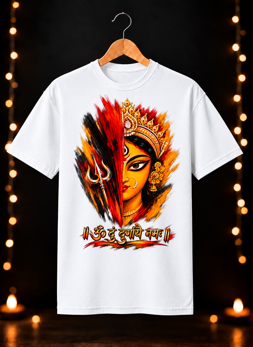 नवरात्रे Exclusive Maa Durga Modern Art - Jai Maa Durga - Divine Power - Unisex Classic Fit - 100% Bio-Washed Premium Cotton T-shirt