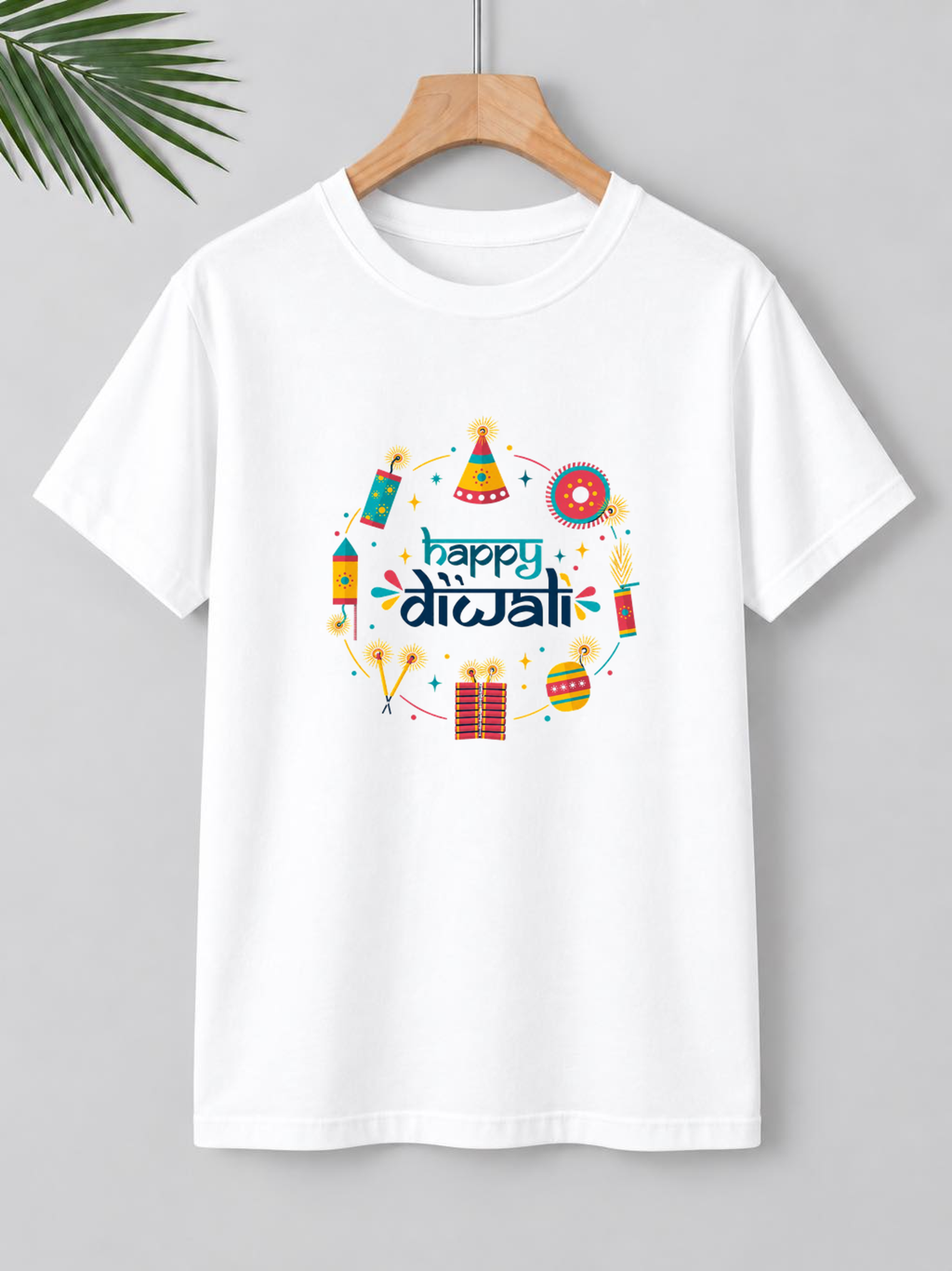 Colorful Diwali Fireworks – Festive Celebration | Unisex Classic Fit | 100% Bio-Washed Premium Cotton T-Shirt