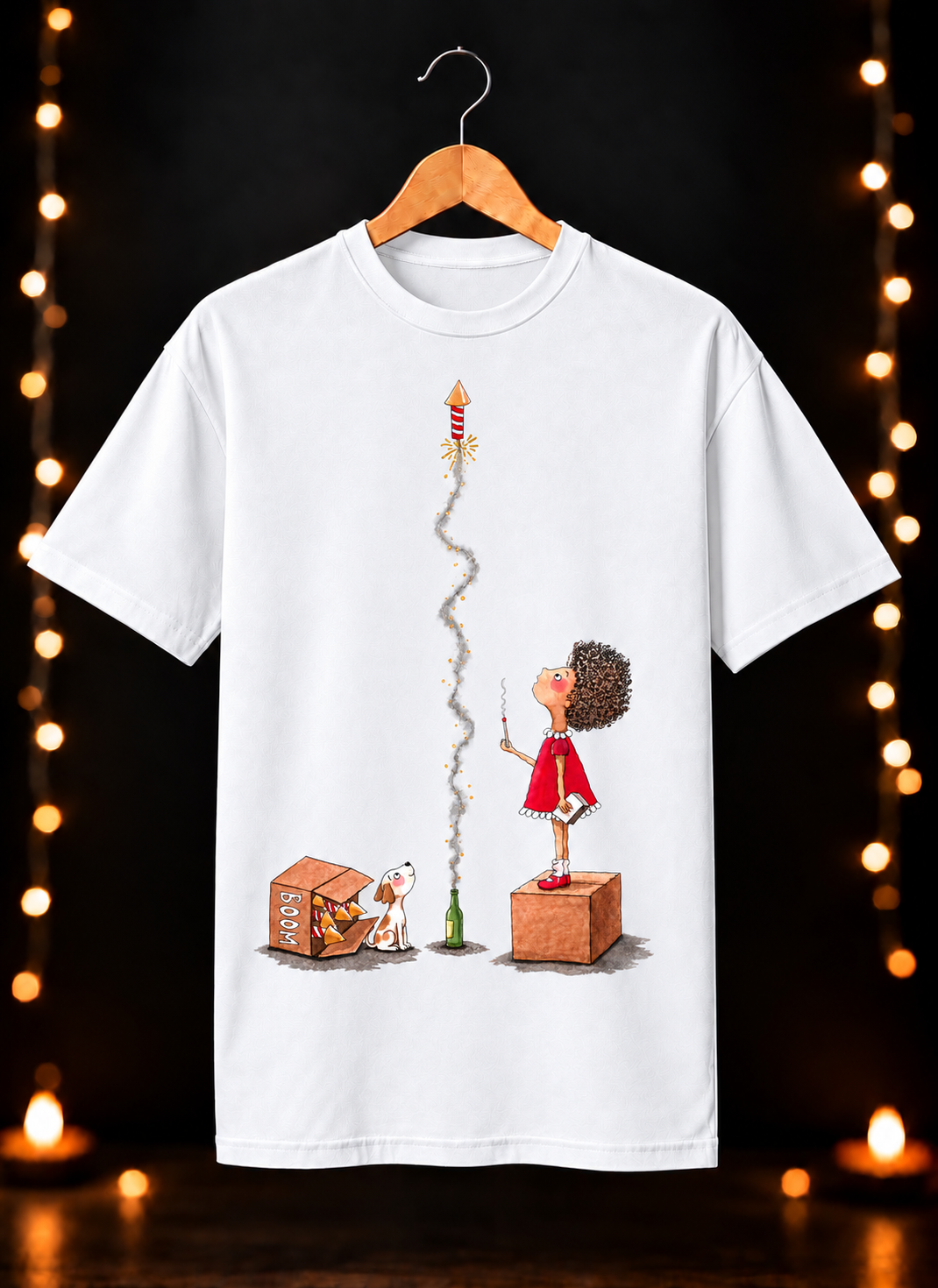 Festive Rocket Fun - Happy Diwali -  Unisex Classic Fit - 100% Bio-Washed Premium Cotton T-Shirt