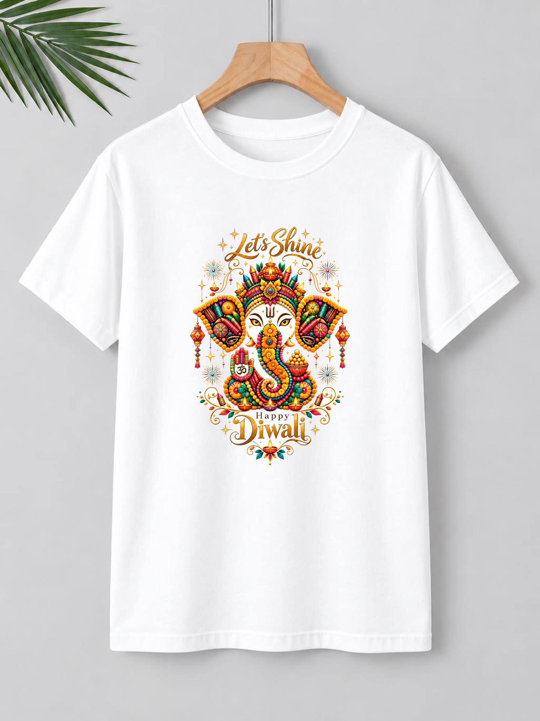 Ganesh – Let’s Shine, Happy Diwali | Unisex Classic Fit | 100% Bio-Washed Premium Cotton T-Shirt