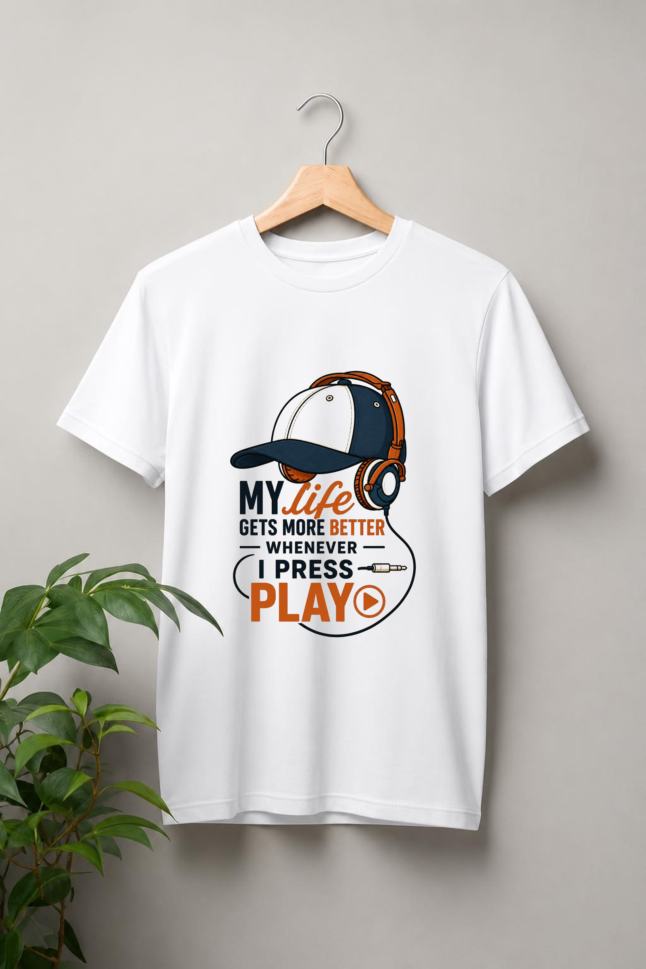 My Life Gets Better When I Press Play — Music Lover - Unisex Classic Fit Graphic Tee - 100% Bio Washed Premium Cotton T-Shirt