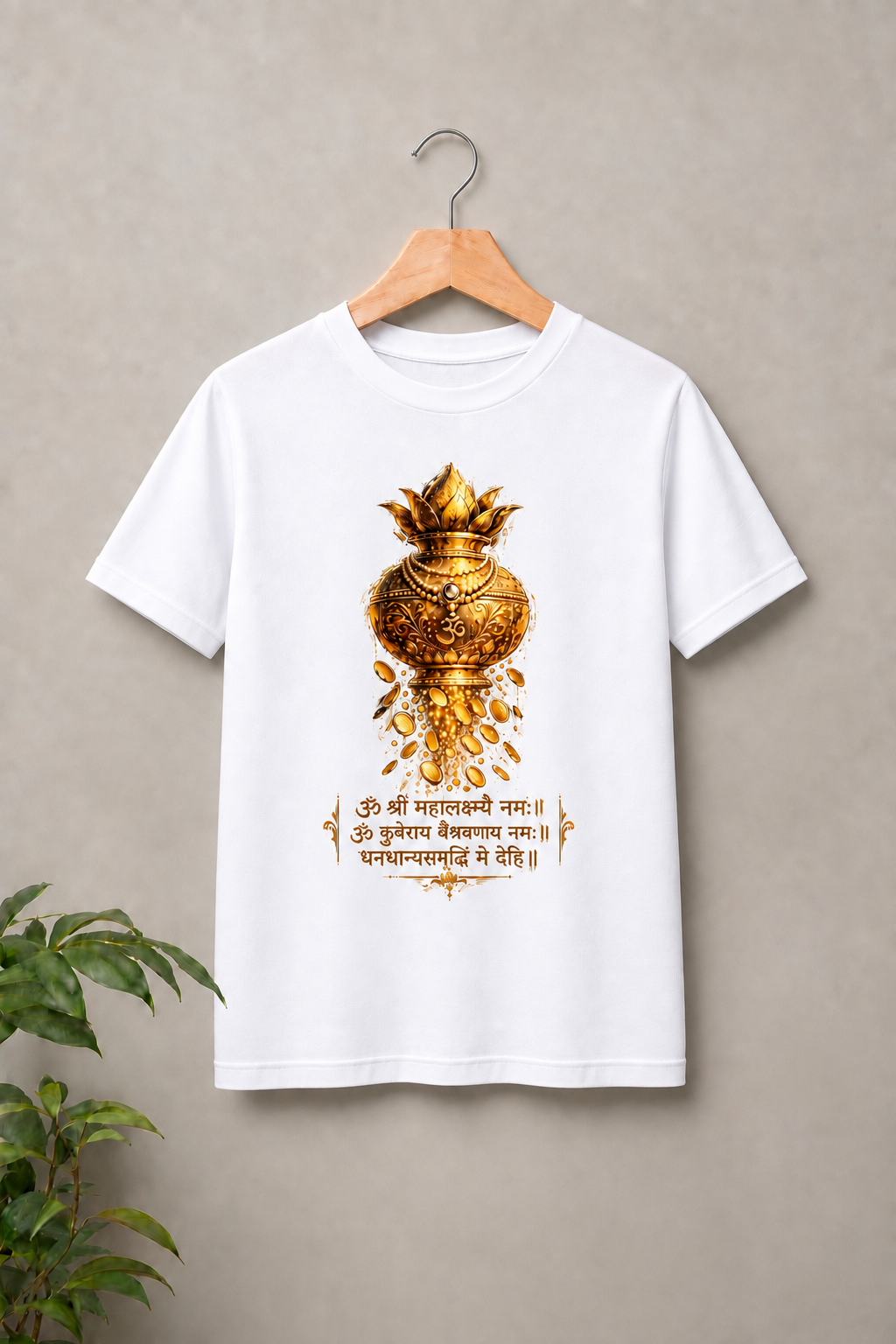 Happy Dhanteras, Golden Prosperity Kalash - Divine Wealth & Abundance - Unisex Classic Fit - 100% Bio-washed Premium Cotton T-Shirt