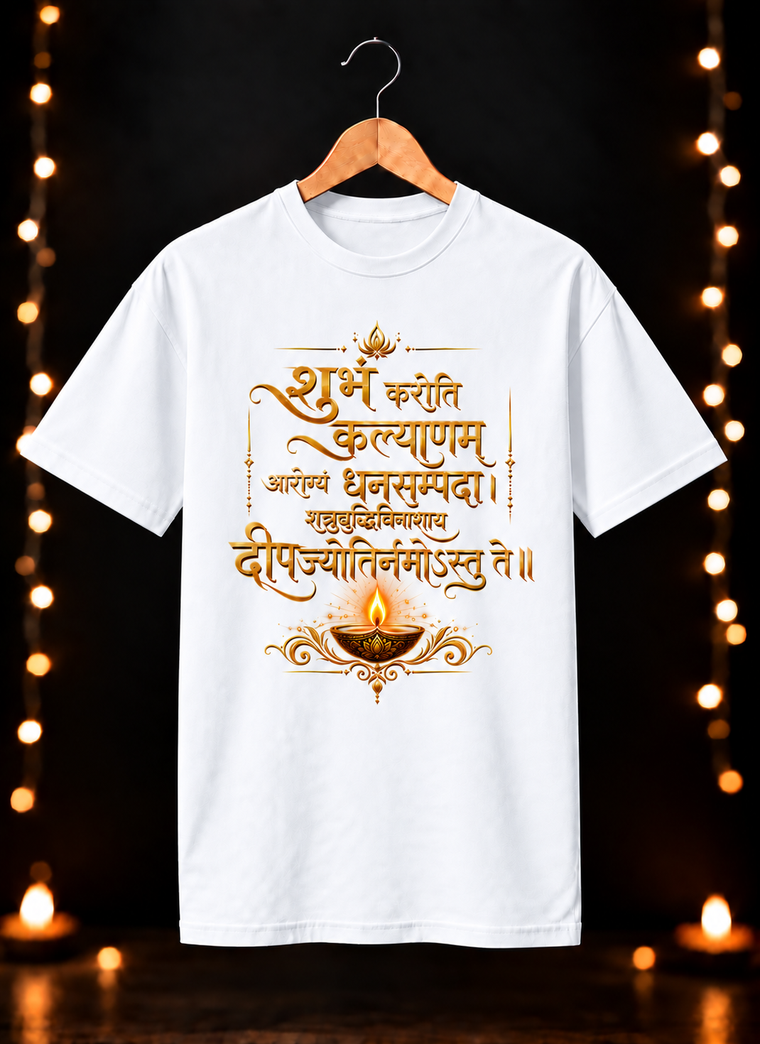 दिवाली Exclusive Art - दीपज्योतिर्नमोऽस्तुते - Unisex Classic Fit - 100% Bio-washed Premium Cotton T-Shirt