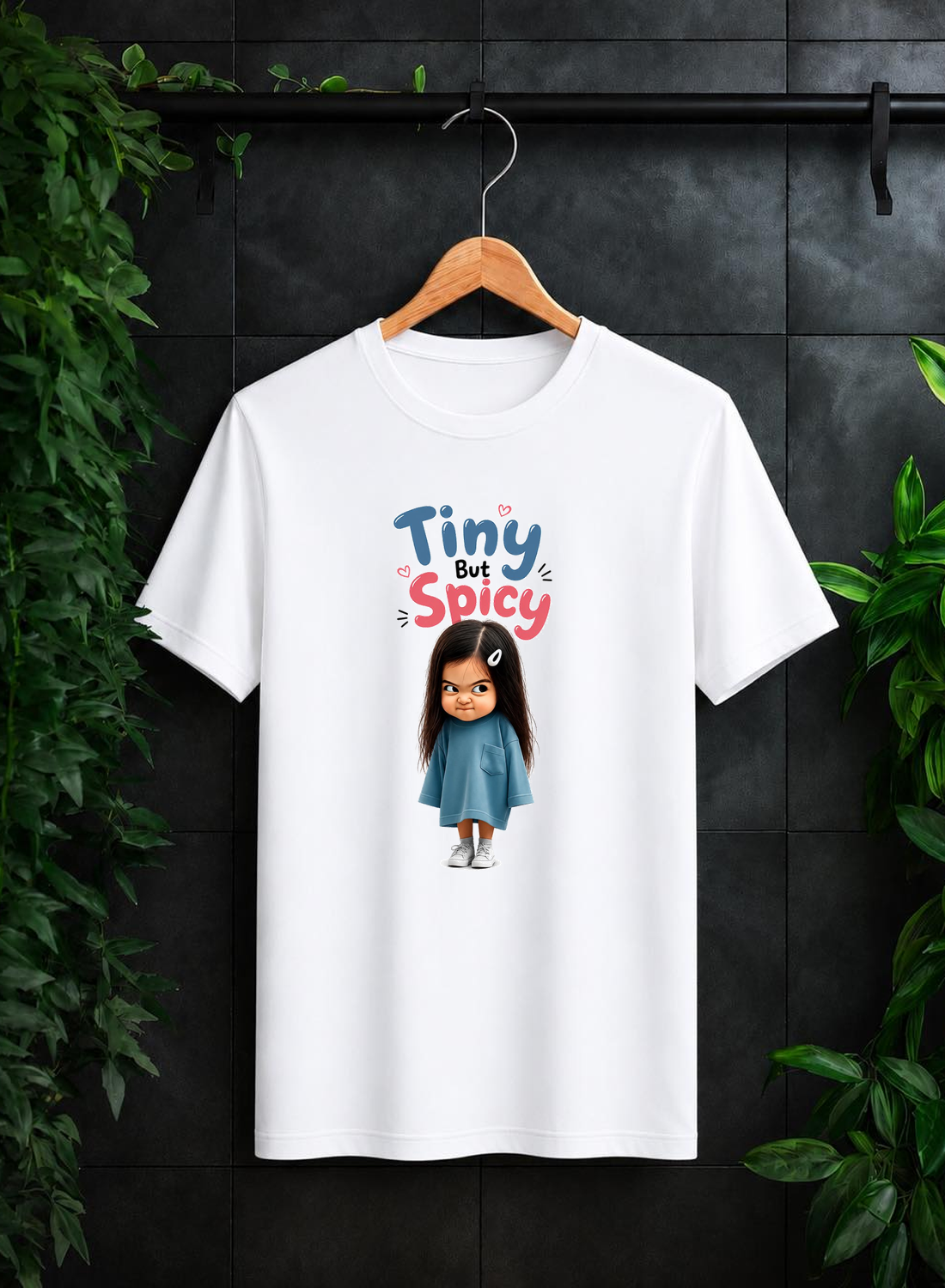 Tiny But Spicy — Cute Sassy Girl Humor — Unisex Classic Fit Graphic Tee — 100% Bio Washed Premium Cotton T-Shirt