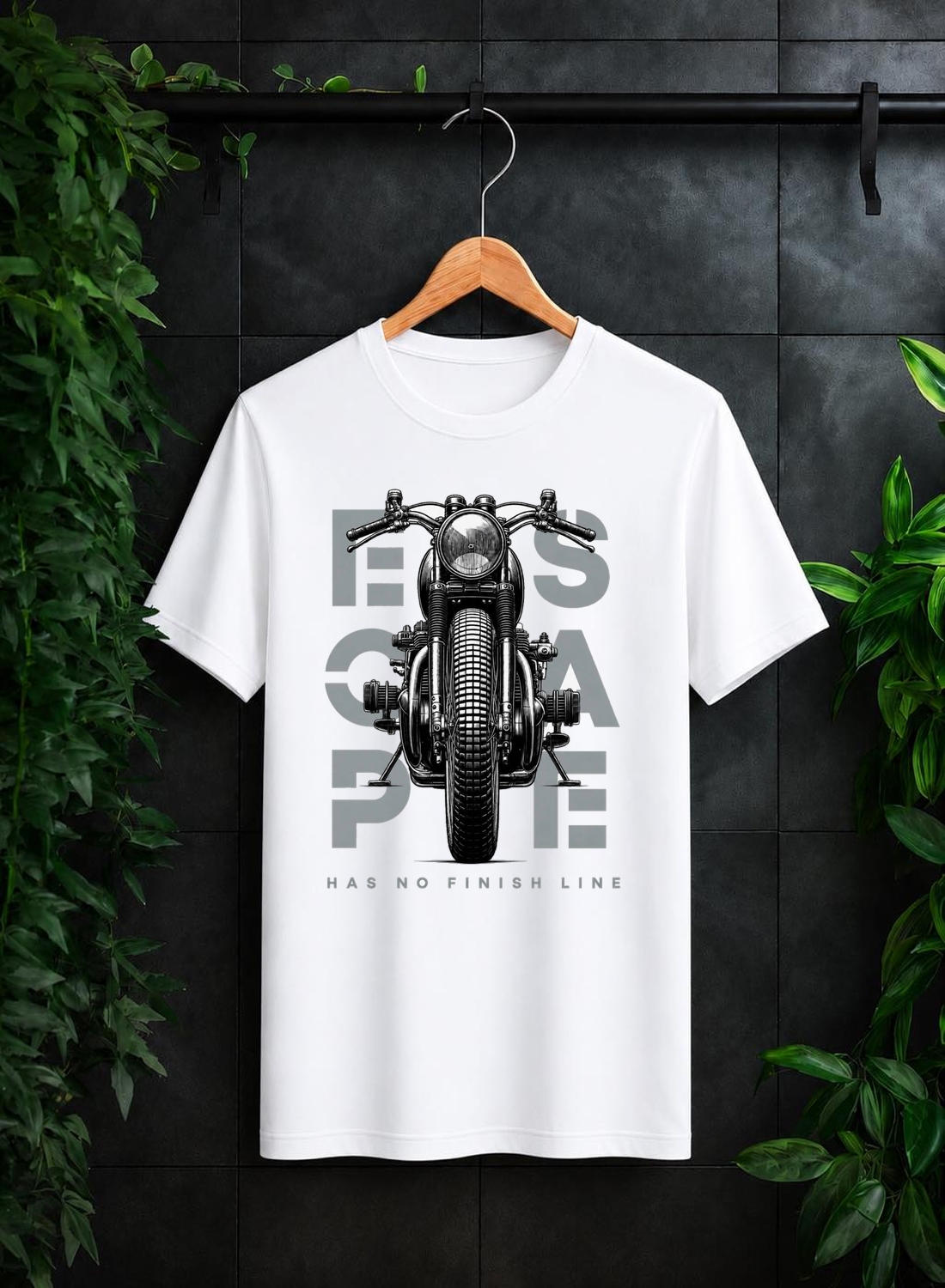 Escape Has No Finish Line - Motorcycle Unisex Classic Fit Graphic Tee 100% Bio-Washed Premium Cotton