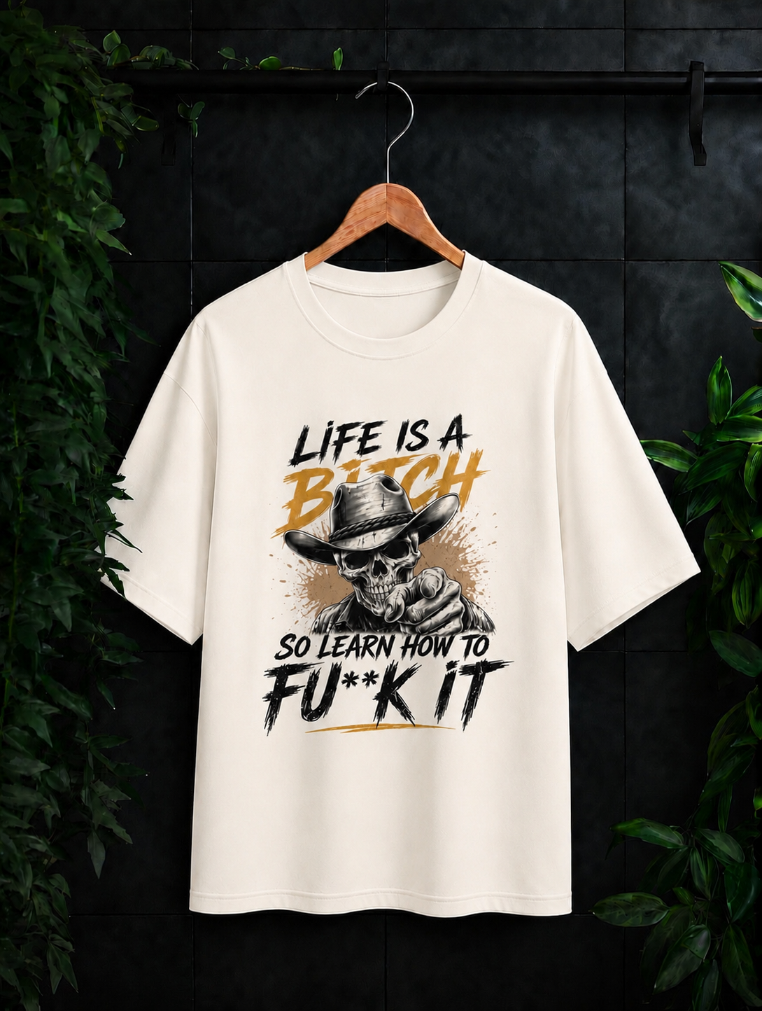 Life Is a Bitch - Bold Hustle Survival Mindset - Unisex Oversize Fit Graphic Tee - 100% Bio-Washed Premium Cotton T-Shirt