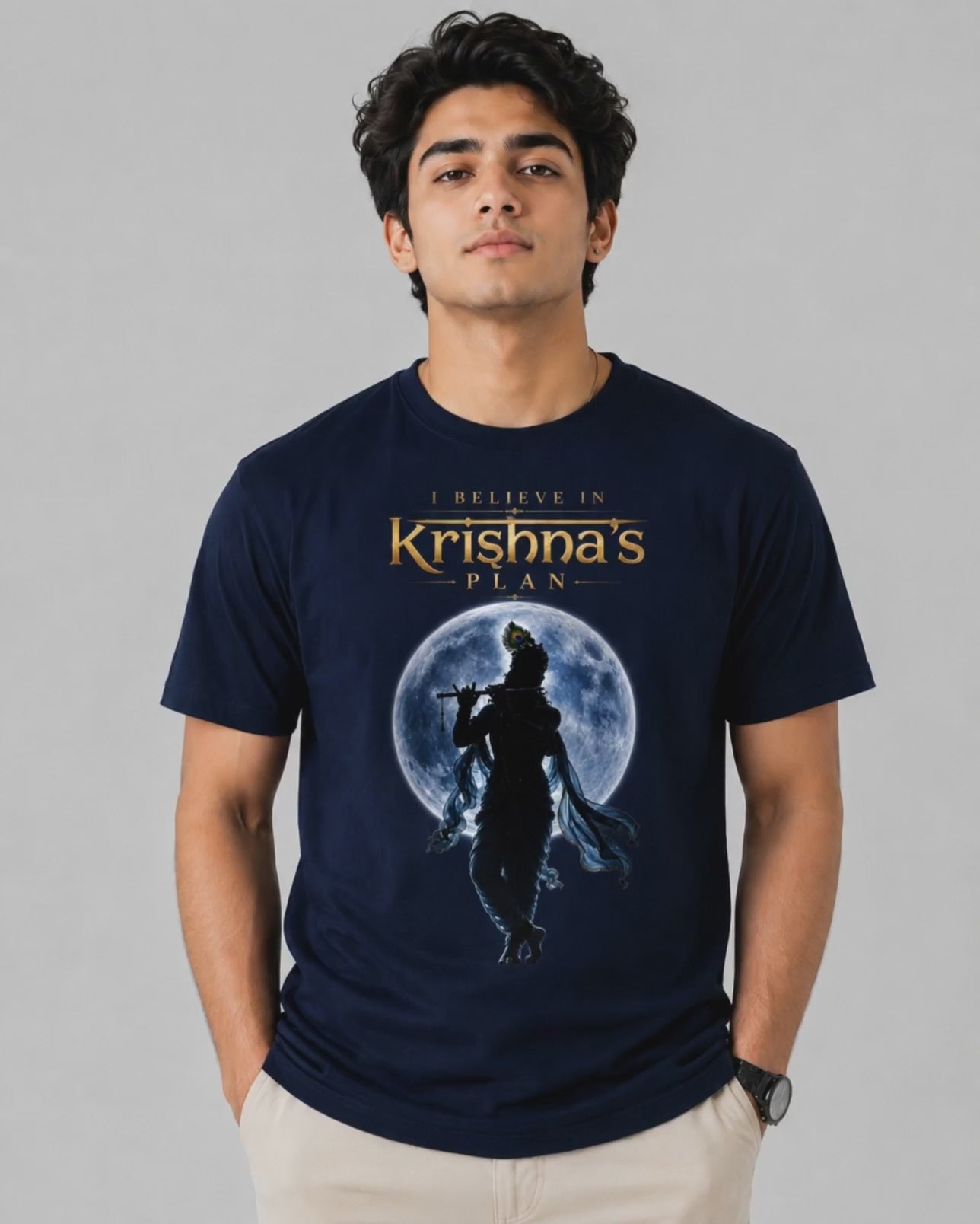 Krishna’s Plan – I Believe in Divine Timing Spiritual - Unisex Classic Fit Graphic Tee - 100% Bio Washed Premium Cotton T-Shirt