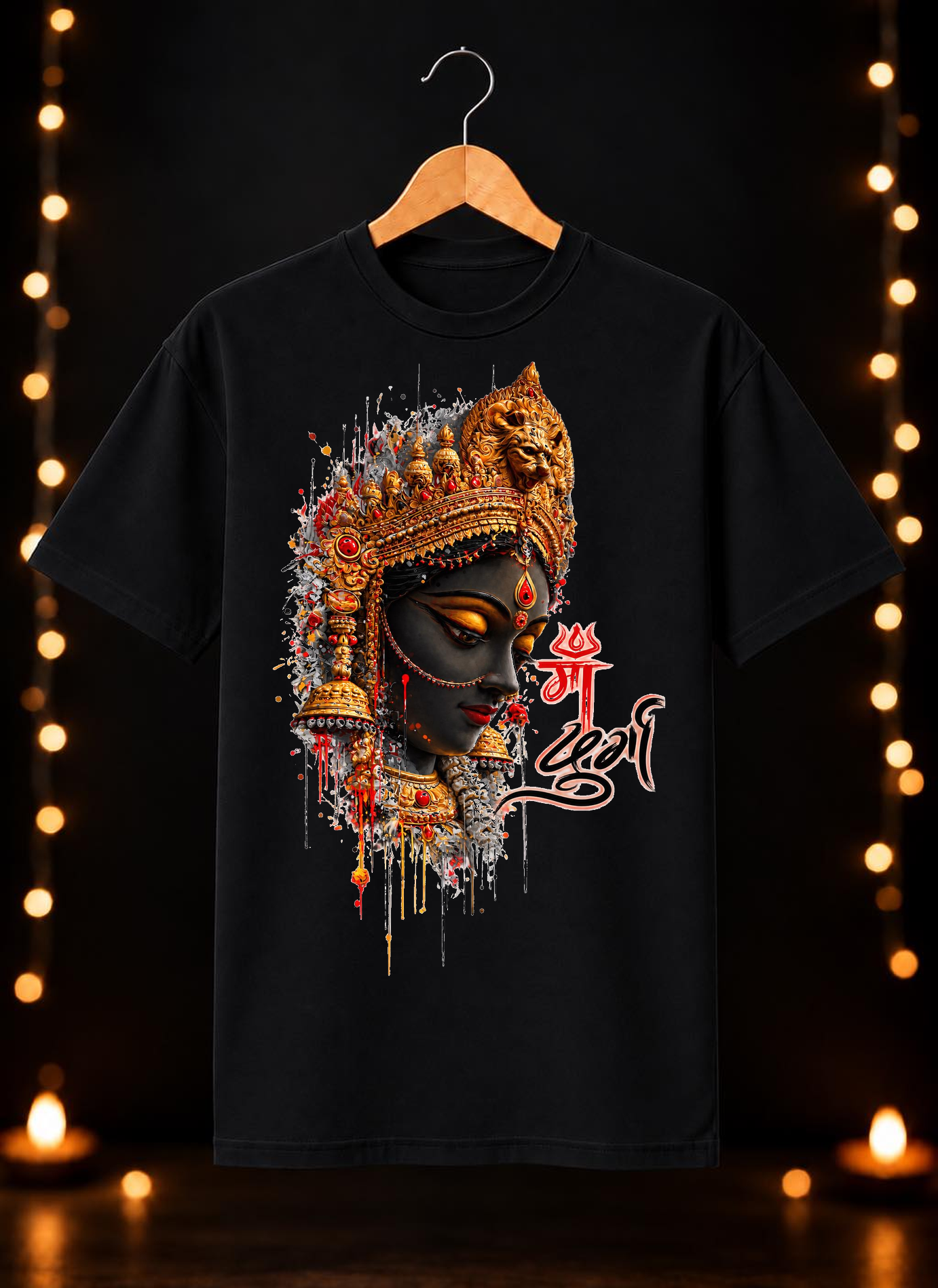 नवरात्रे Exclusive Maa Durga Modern Face Art - Jai Maa Durga - Divine Grace - Unisex Classic Fit - 100% Bio-Washed Premium Cotton T-shirt