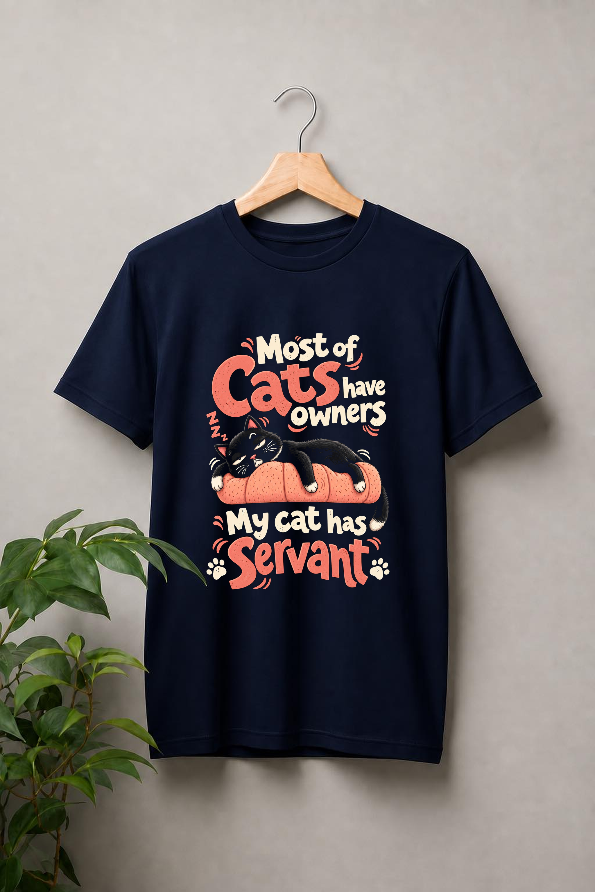 Cat Has a Servant – Feline Boss - Unisex Classic Fit - 100% Bio-washed Premium Cotton T-Shirt